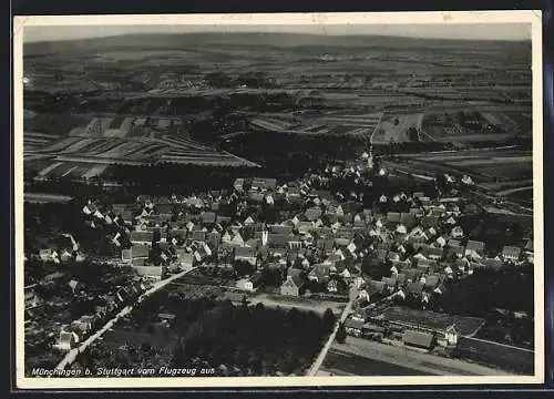AK Münchingen b. Stuttgart, Gesamtansicht vom Flugzeug aus
