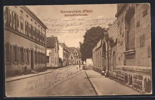 AK Germersheim / Pfalz, Schlachthofstrasse mit Bierbrauerei