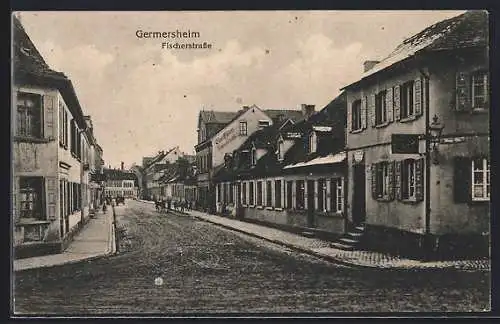 AK Germersheim, Fischerstrasse mit Gasthaus