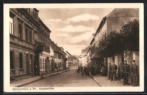 AK Germersheim a.Rh., Hauptstrasse mit Soldaten