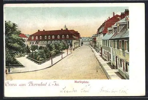 AK Herrnhut /Sa., Partie am Marktplatz