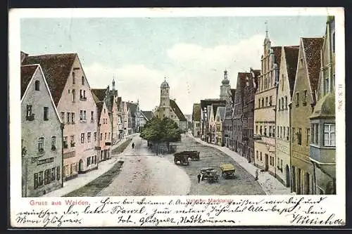 Präge-AK Weiden / Oberpfalz, Der Untere Marktplatz