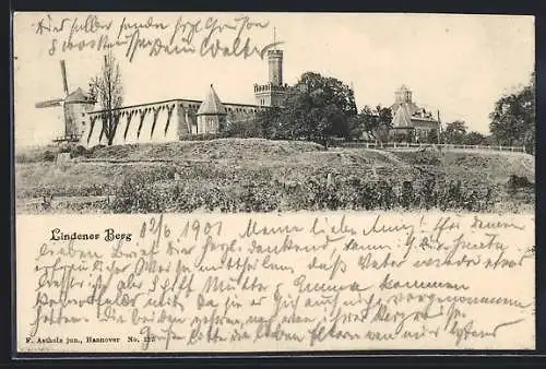 AK Hannover-Linden, Festung auf dem Lindener Berg mit Windmühle