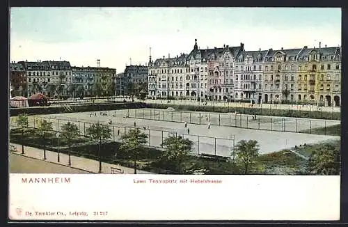AK Mannheim, Lawn Tennisplatz mit Hebelstrasse