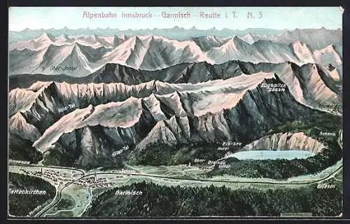 AK Garmisch, Alpenbahn Innsbruck-Garmisch-Reutte i. T., Nr. 3