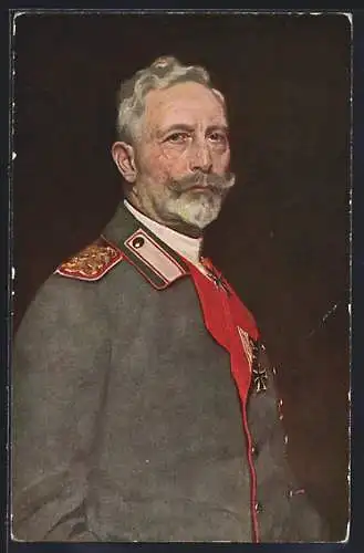 Künstler-AK Kaiser Wilhelm II. in seinen späten Jahren in Uniform