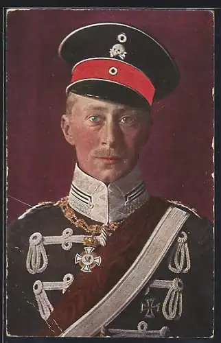 Künstler-AK Kronprinz Friedrich Wilhelm in Uniform mit Schirmmütze