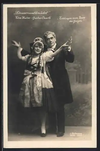 AK Darsteller Elsa Müller und Gustav Charle in der OperetteSchwarzwaldmädel