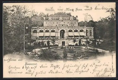 AK Hannover, Neues Haus am Emmerichplatz mit Garten