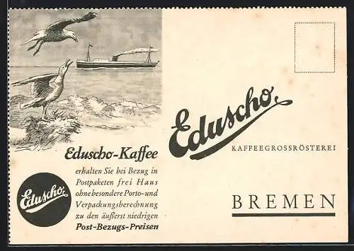 AK Eduscho-Kaffee Bremen, Kaffeegrossrösterei, Reklame, Bestellkarte