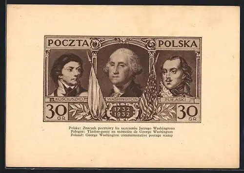 AK Poland, George Washington commemorative postage stamp