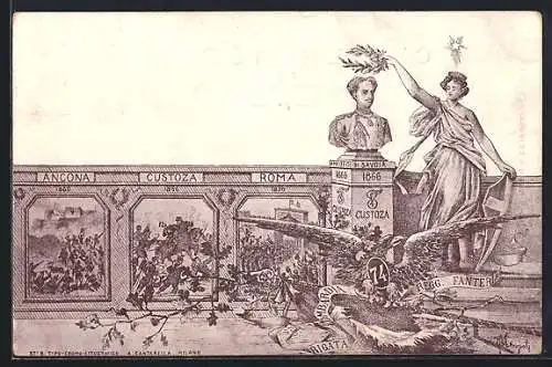 Lithographie Brigata Lombardia, 74° Reggimento Fanteria