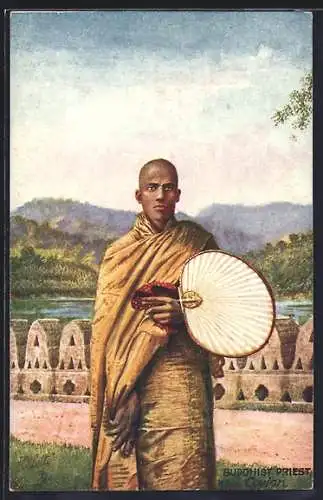 AK Buddhistischer Priester von der indischen Insel Ceylon