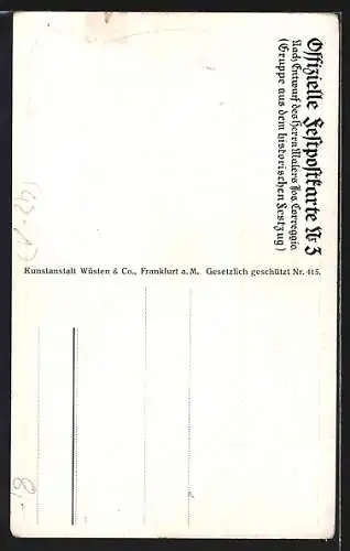 AK Frankfurt am Main, 17. Deutsches Bundes- und Goldenes Jubiläums-Schiessen, 1912, Reiter mit Horn