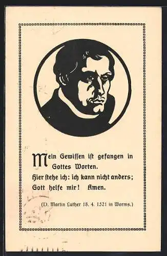 Künstler-AK Scherenschnitt von Martin Luther im Portrait