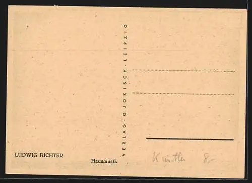 Künstler-AK Ludwig Richter: Hausmusik, Familie am Tisch