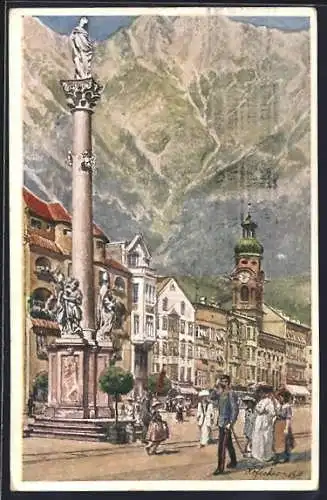 Künstler-AK E.F. Hofecker: Innsbruck, Maria Theresienstrasse