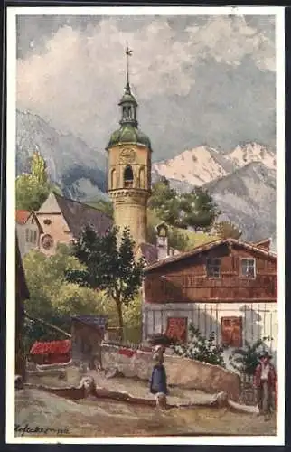 Künstler-AK E. F. Hofecker: Innsbruck, Höttinger Kirche