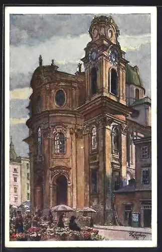 Künstler-AK E.F. Hofecker: Salzburg, Portal der Kollegienkirche