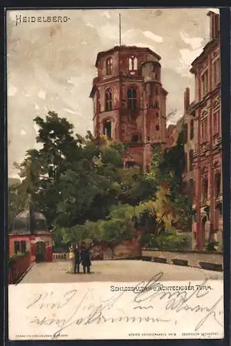 Künstler-AK Heinrich Kley: Heidelberg, Schlossaltan u. Achteckiger Turm