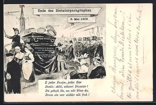 AK Ende des Diktaturparagraphen 9. Mai 1902