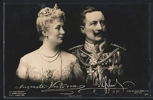 AK Kaiserpaar Wilhelm II. und Auguste Victoria, Portrait