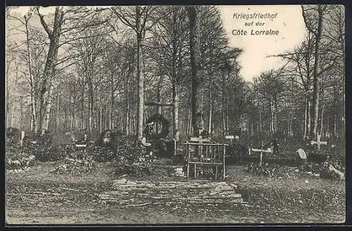 AK Cote Lorraine, Kriegsfriedhof mit Kriegsgräbern