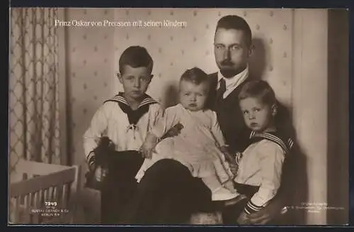 AK Prinz Oskar von Preussen mit seinen 3 Kindern