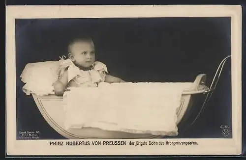 AK Prinz Hubertus sitzt in einem Kinderwagen