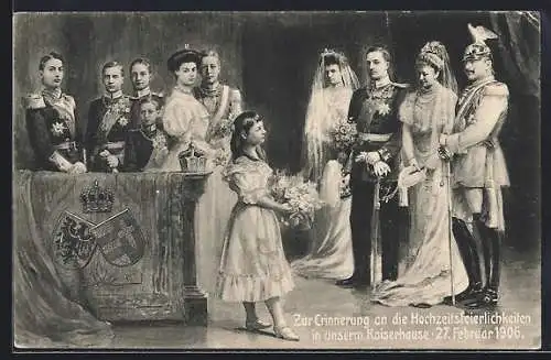 AK Hochzeitsfeierlichkeiten am 27.2.1906 von Prinz Eitel Friedrich von Preussen u. Silberne Hochzeit d. Kaiserpaares