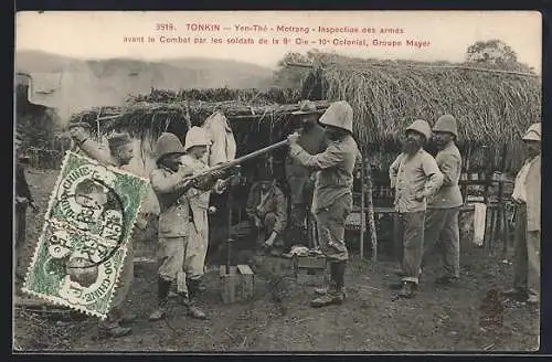 AK Tonkin, Yen-Thé, Motrang, Inspection des armes avant le Combat par les soldats de la 8e Cie.