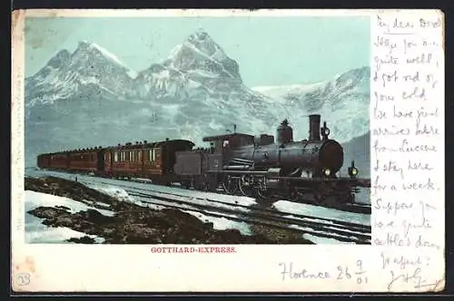 AK Eisenbahn, Gotthard-Express, Bergmassiv