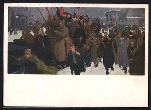 Künstler-AK Volk und Soldaten bei der Revolution 1917