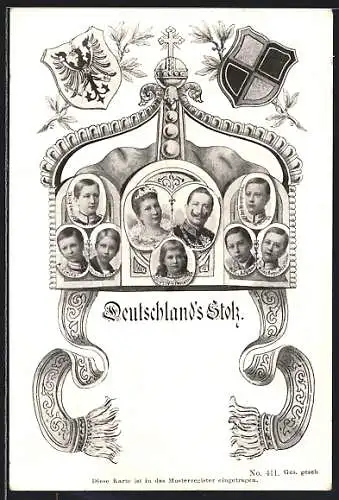 AK Die Kaiserliche Familie mit Wappen, Deutschlands Stolz