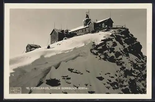 AK Zittelhaus, Berghütte auf dem Hohen Sonnblick im Schnee