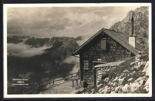 AK Werfener Hütte, Berghütte der Sektion Ö. T. K. Gr. Vindobona D. u. Ö. A. V. im Tennengebirge