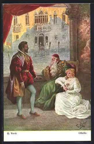 Künstler-AK Fr. Rösler: Verdi, Othello, Othello beim Herzog