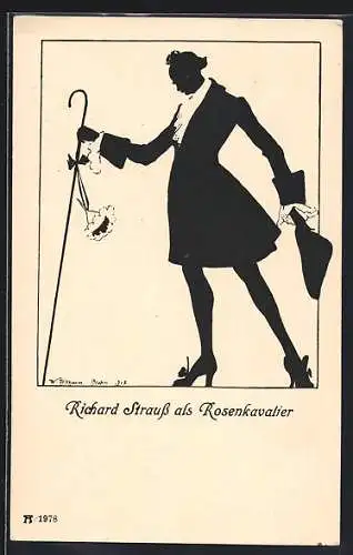 AK Silhouette von Richard Strauss als Rosenkavalier