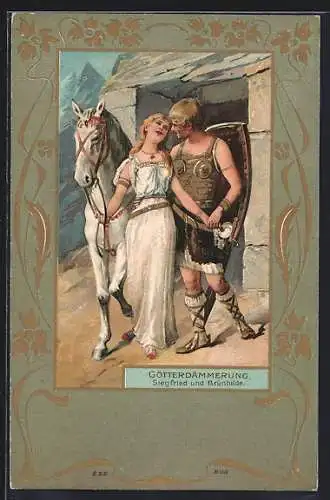 AK Nibelungen Götterdämmerung - Siegfried und Brünhilde, Jugendstil