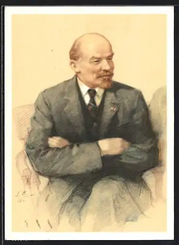 Künstler-AK Portrait Lenin im Anzug