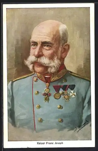 Künstler-AK Kaiser Franz Josef I. von Österreich in Uniform mit Orden