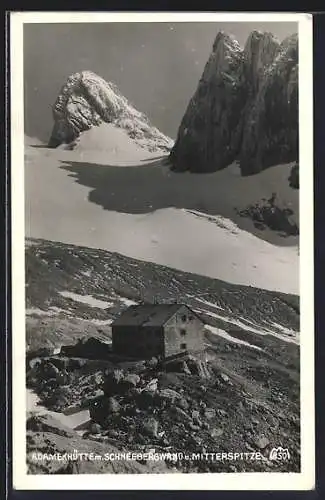 AK Adamekhütte, Ansicht mit Schneebergwand und Mitterspitze