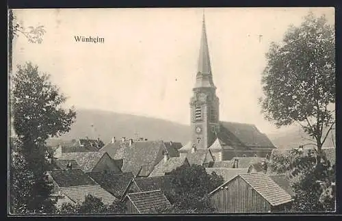 AK Wünheim, Ortsansicht mit der Kirche