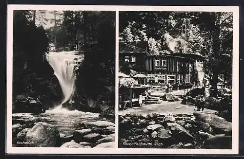 AK Kochelfallbaude und Wasserfall im Riesengebirge