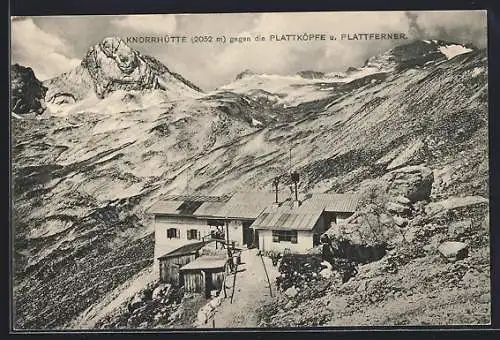 AK Knorrhütte, Berghütte gegen die Plattköpfe und Plattferner