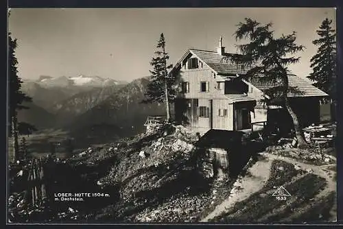 AK Loser-Hütte, Blick zum Dachstein