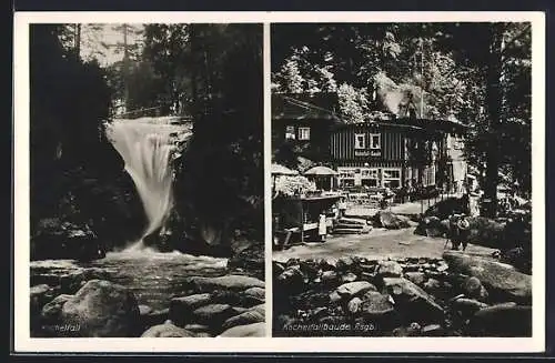 AK Kochelfallbaude und Wasserfall im Riesengebirge