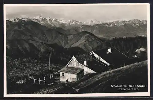 AK Schoberstein-Hütte mit Alpenblick, Trattenbach