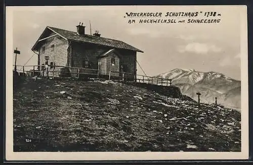 AK Wetterkogler Schutzhaus am Hochwechsel mit Schneeberg