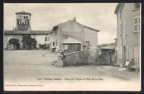 AK Ternay, Place de l`Eglise et Rue de la Gare